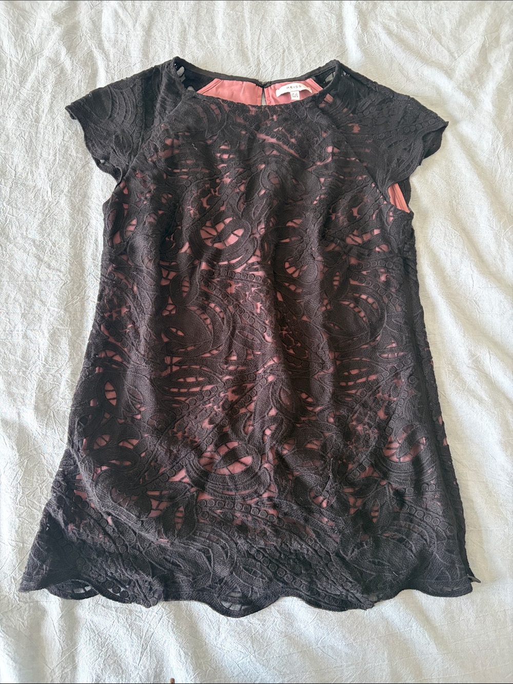 Reiss Black Lace Tunic with Pink Lining